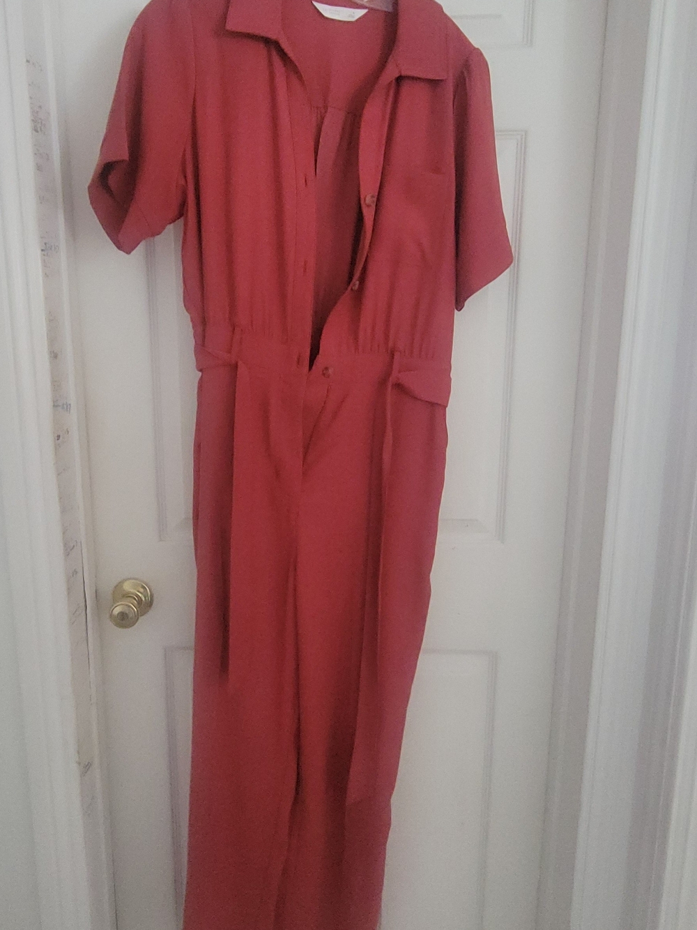 LC Lauren Conrad Rust- Short-Sleeve Utility Jumpsuit